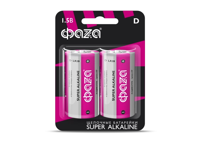 Элемент питания алкалиновый D/LR20 1.5В Super Alkaline BL-2 (уп.2шт) ФАZА 2858535