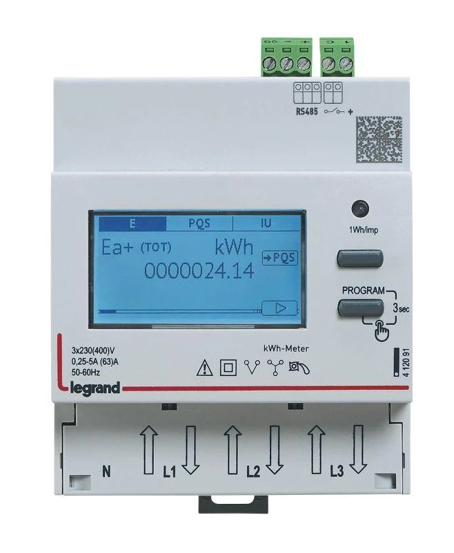 Legrand Счетчик EMDX3 3ф 63А многотариф. RS-485 4мод. Leg 412091