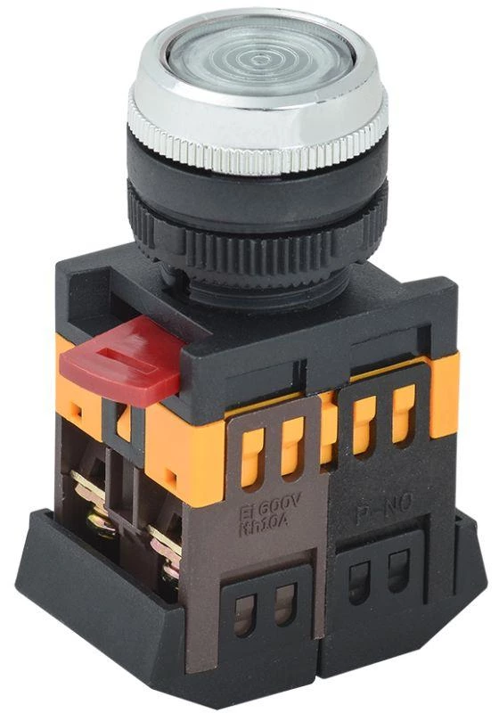 IEK Кнопка ABLFS-22 d22мм 1з+1р 240В неон прозр.  BBT30-ABLFS-K08
