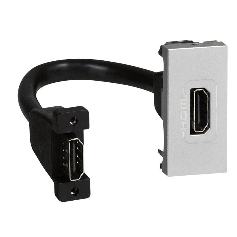 Legrand Розетка Mosaic 1мод. HDMI с шнуром алюм. Leg 079378