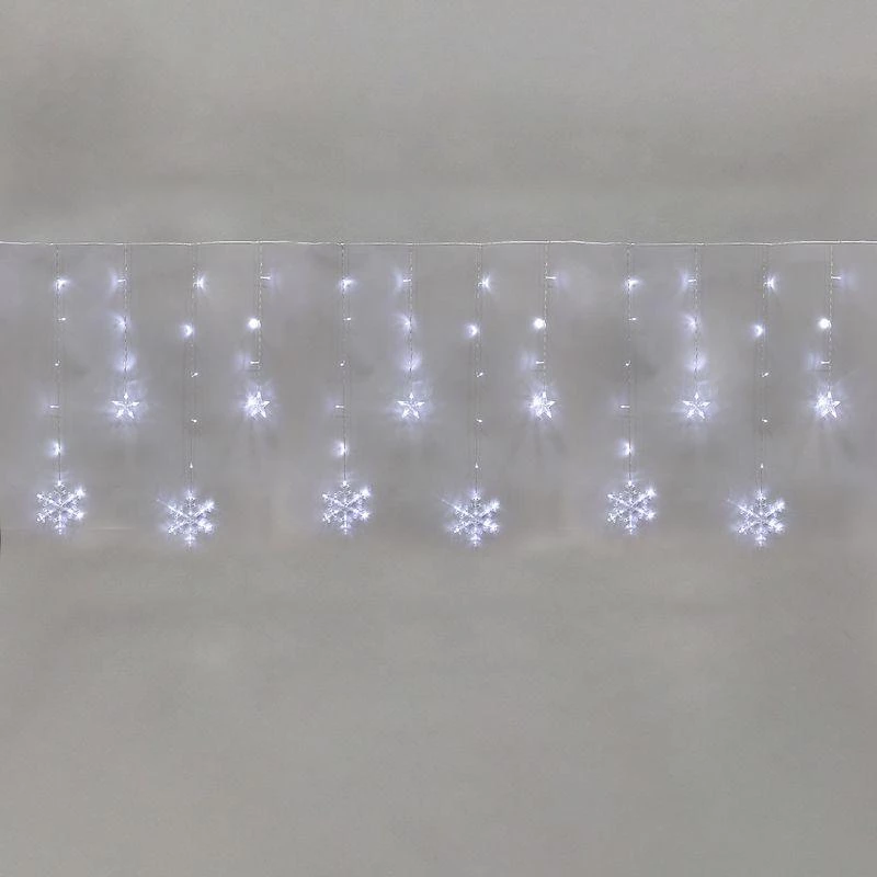 Neon-Night Гирлянда светодиодная "Бахрома" со снежинками 2.4х0.9м 150LED бел. 7.5Вт 230В IP20 с контроллером 8 режимов 255-075