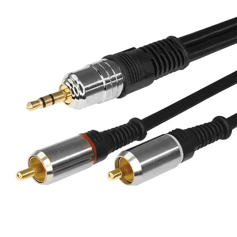 Rexant Шнур 3.5 Stereo Plug - 2RCA Plug 5м (GOLD) металл  17-4225