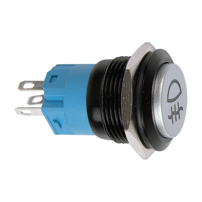 Rexant Кнопка антивандальная d19 Фикс 12В (2с) ON-OFF зел. (противотуманки)  36-3385