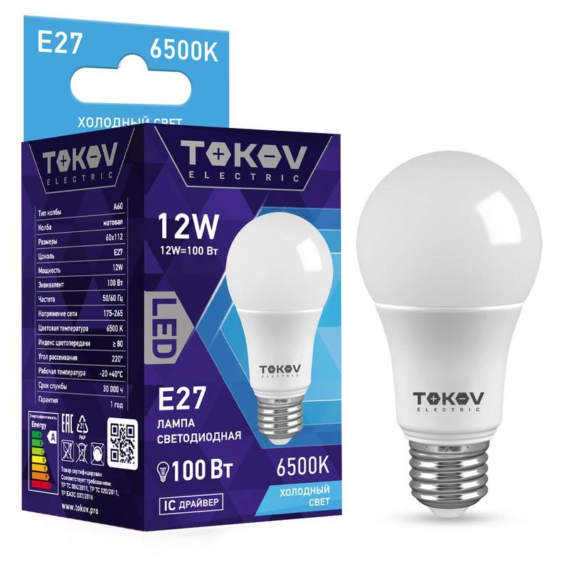 Фото TOKOV ELECTRIC TKE-A60-E27-12-6.5K