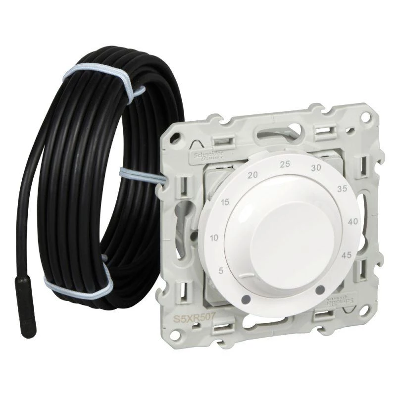 Schneider Electric Механизм термостата СП тепл. пола с внеш. датчиком 10А Odace бел. SchE S52R507