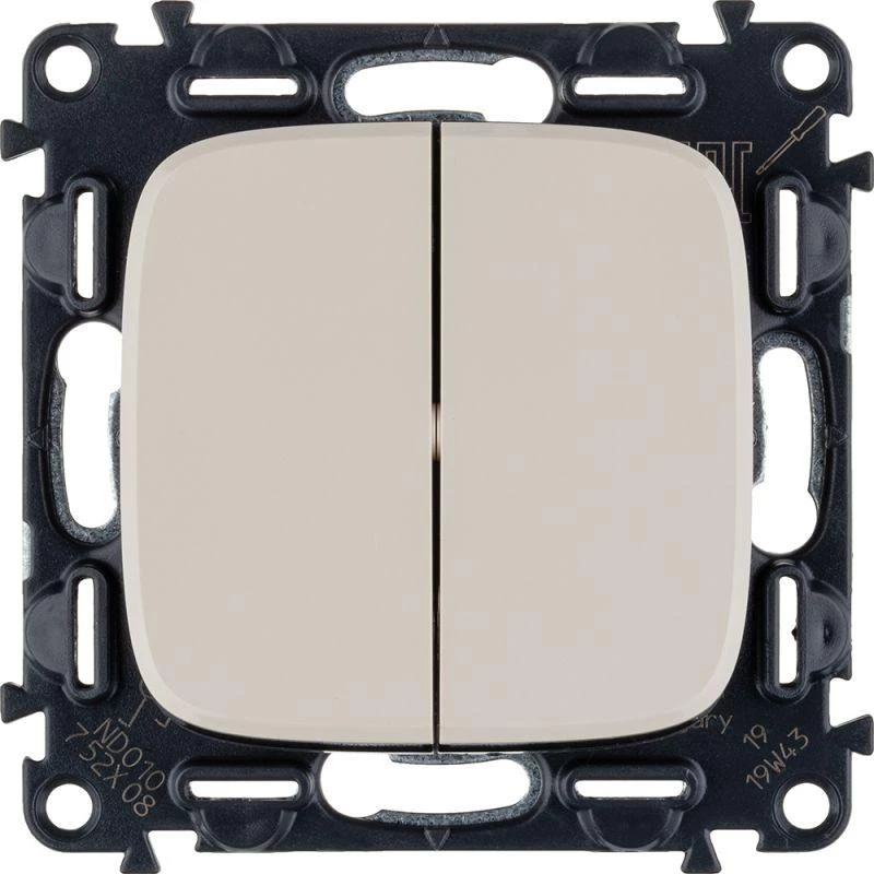 Legrand Механизм переключателя 2-кл. СП Valena Allure 10А IP20 250В с лиц. панелью безвинт. зажимы сл. кость Leg 752808