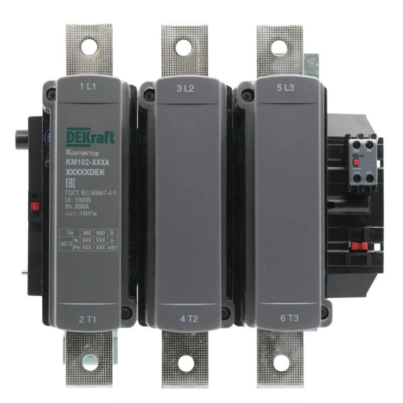 DEKraft Контактор 630А 110В АС АС3 АС4 1НО+1НЗ КМ-102  21972DEK