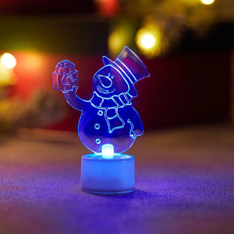 Neon-Night Фигура светодиодная "Снеговик с подарком 2D" 1LED RGB 0.1Вт IP20 на подставке элементы питания 3хAG13(LR44) (в компл.)  501-054