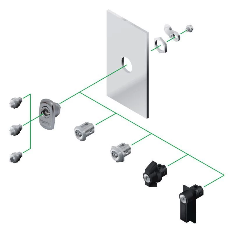 Schneider Electric Замок 1242E в ручке хром SchE NSYCL1242ECSX