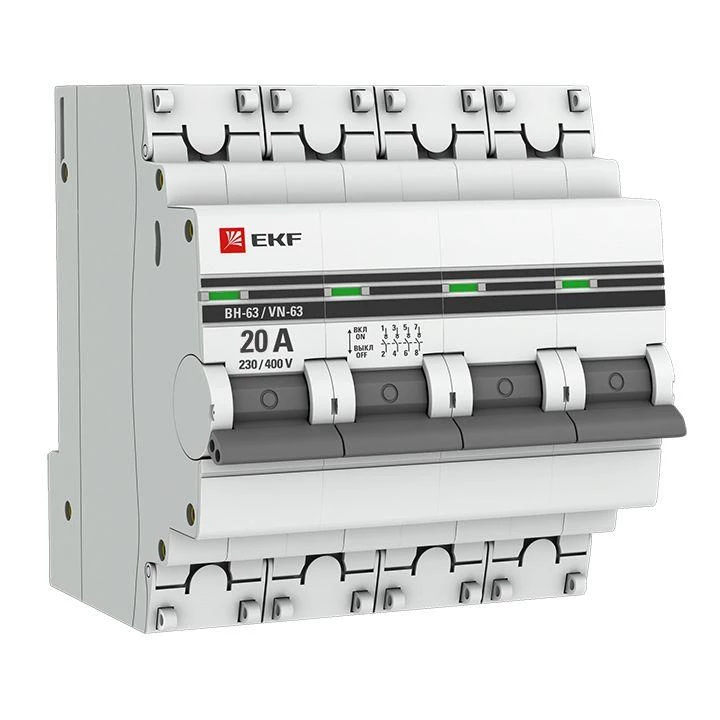 EKF Выключатель нагрузки 4п 20А ВН-63 PROxima  SL63-4-20-pro