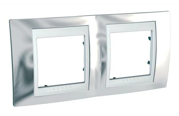 Schneider Electric Рамка 2-м Unica горизонт. серебр. бел. SchE MGU66.004.810