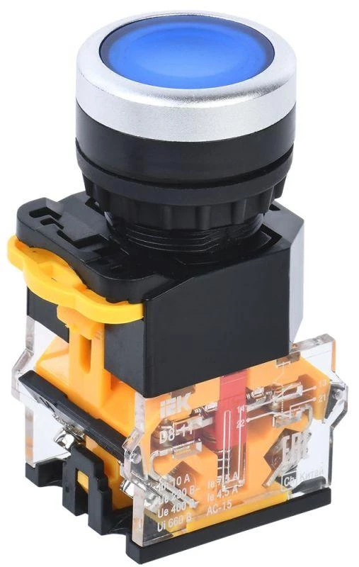 IEK Кнопка D8-11 d22мм 1НО+1НЗ син. KARAT  BBT30-11-3-22-K07