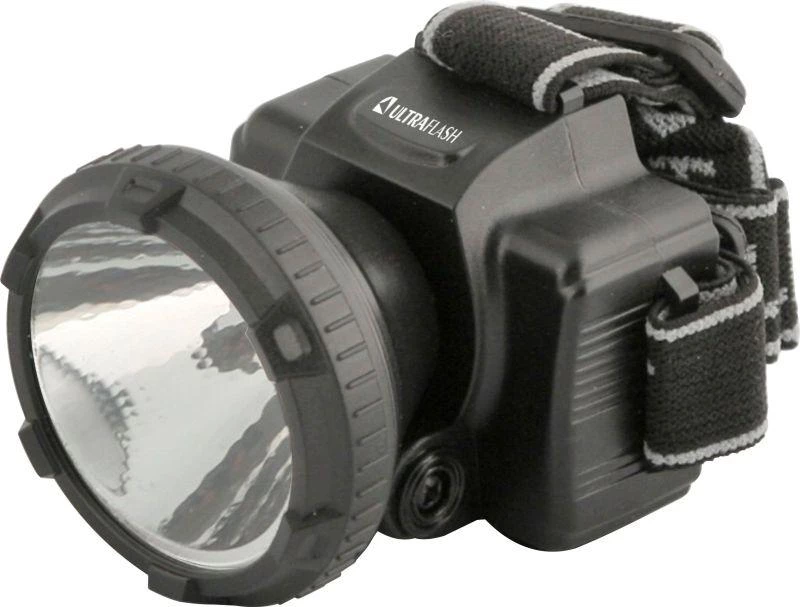 Ultraflash Фонарь аккумуляторный налобный LED5366 LED 2 режима 220В пластик. черн. (бокс)  11649