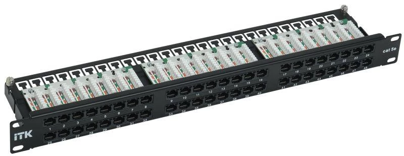 ITK Патч-панель 1U кат.5E UTP 48 порта Dual IDC высок. плотности  PP48-1UC5EU-D05H