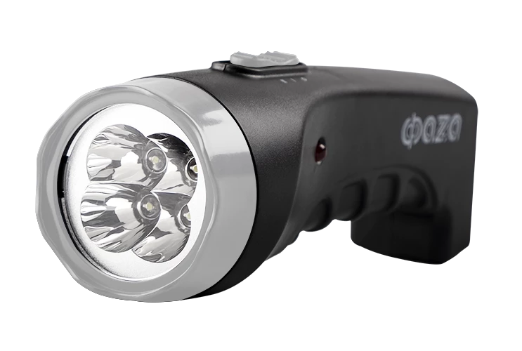 Фонарь аккумуляторный ручной AccuF2-L04-bk 4LED 2 режима: 100проц./25проц. аккум. 0.4А.ч выдвижная вилка индикатор зарядки черн. ФАZА 5000797