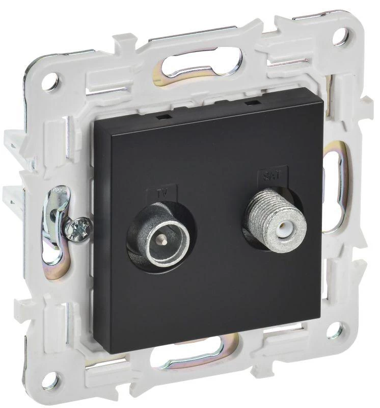 IEK Розетка двойная TV+SAT SKANDY SK-A13Bl черн.  SK-AF20-O-K02