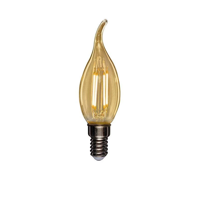 Лампа филаментная Свеча на ветру CN37 9.5Вт 950лм 2400К E14 золот. колба Rexant 604-117