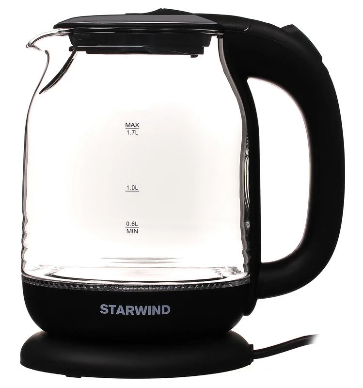 Чайник электрический SKG1311 1.7л 2200Вт черн./серебр. (корпус стекло) STARWIND 1204656 0