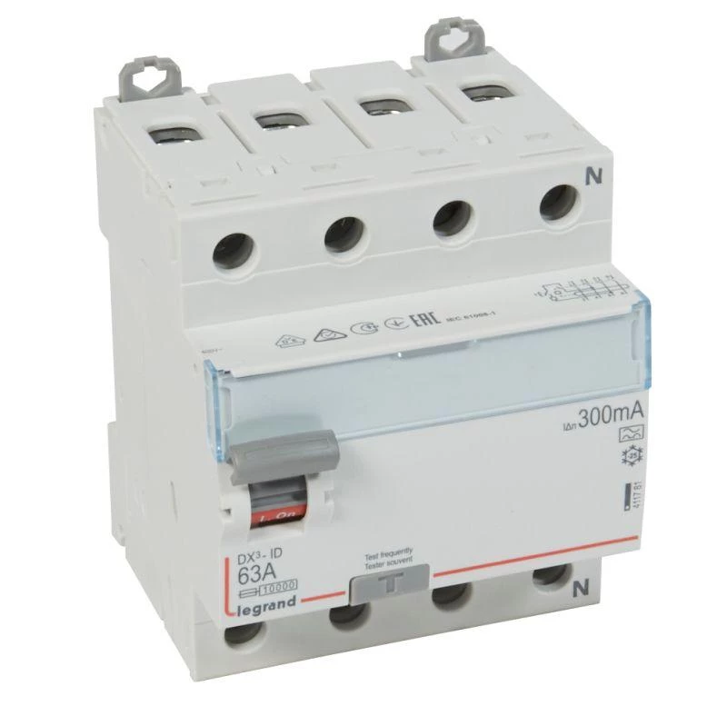 Выключатель дифференциального тока (УЗО) 4п 63А 300мА тип A DX3 N справа Leg 411781