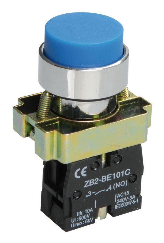 IEK Кнопка LAY5-BL61 1НО без подсветки син. KARAT  BBT70-BL-K07