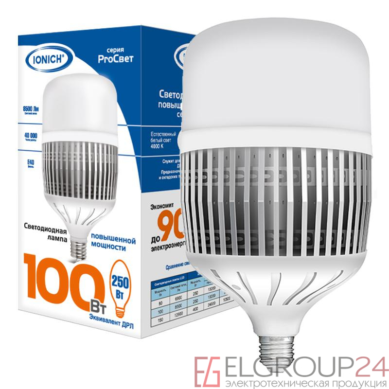 Лампа светодиодная ILED-SMD2835-Т152-100-8500-220-6.5-E40 IONICH 1123 0