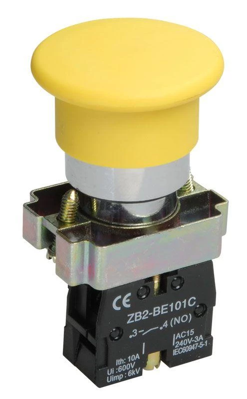 Кнопка управления "Грибок" LAY5-BC51 1з без подсветки желт. IEK BBG70-BC-K05