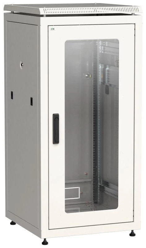 Шкаф сетевой 19дюйм LINEA N 18U 600х600мм стекл. передн. дверь (3 коробки) сер. ITK LN35-18U66-G