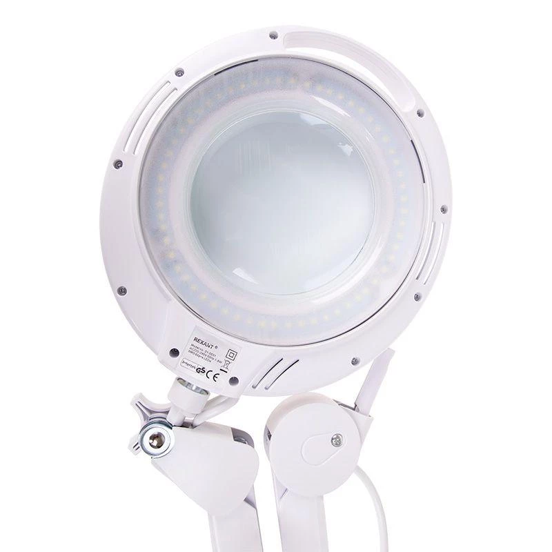 Лупа на струбцине круглая 3D с подсветкой 60LED регулировка яркости бел. Rexant 31-0531