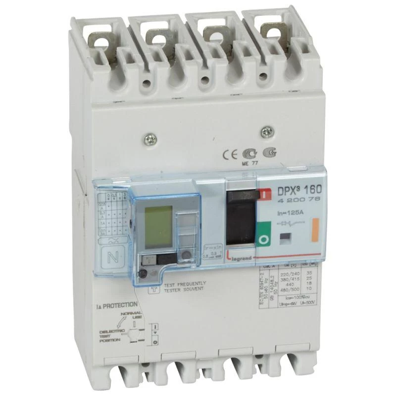 Выключатель автоматический дифференциального тока 4п 125А 25кА DPX3 160 термомагнитн. расцеп. Leg 420076