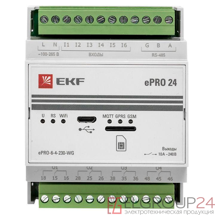 Контроллер базовый ePRO удаленного управления 6вх/4вых 230В WiFi GSM PROxima EKF ePRO-6-4-230-WG 6