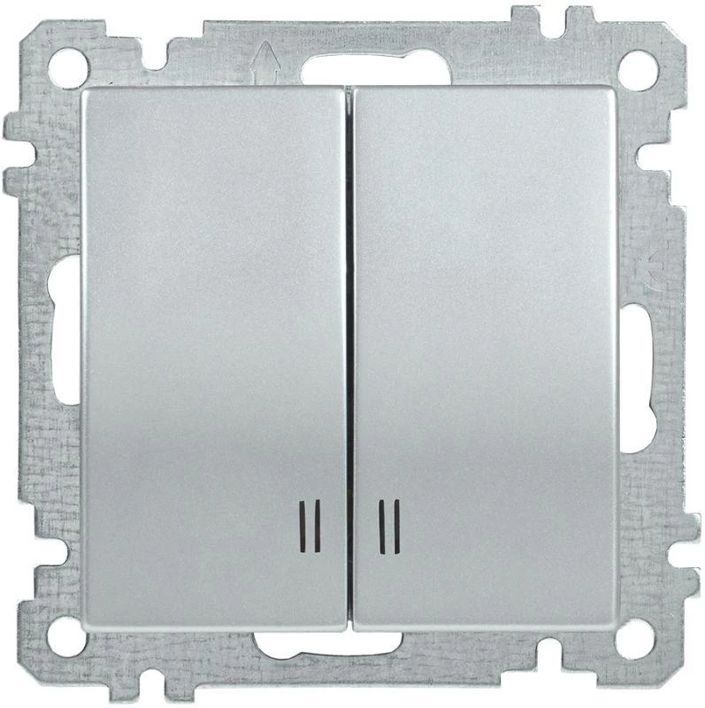 Выключатель 2-кл. СП Bolero ВС10-2-1-Б 10А IP20 с индикацией механизм серебр. IEK EVB21-K23-10