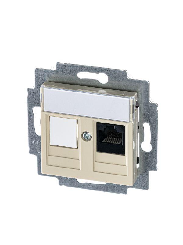ABB Розетка компьютерная Levit RJ45 кат.5E с заглушкой сл. кость 2CHH295117A6017
