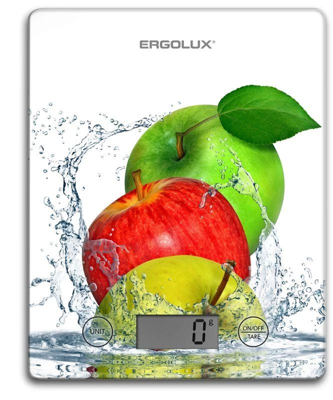 Весы кухонные ELX-SK02-С01 до 5кг 195х142мм бел. яблоки Ergolux 13602 0