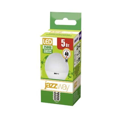 Лампа светодиодная PLED- ECO-G45 5Вт E14 3000К 8+2 (уп.10шт) JazzWay 5014237