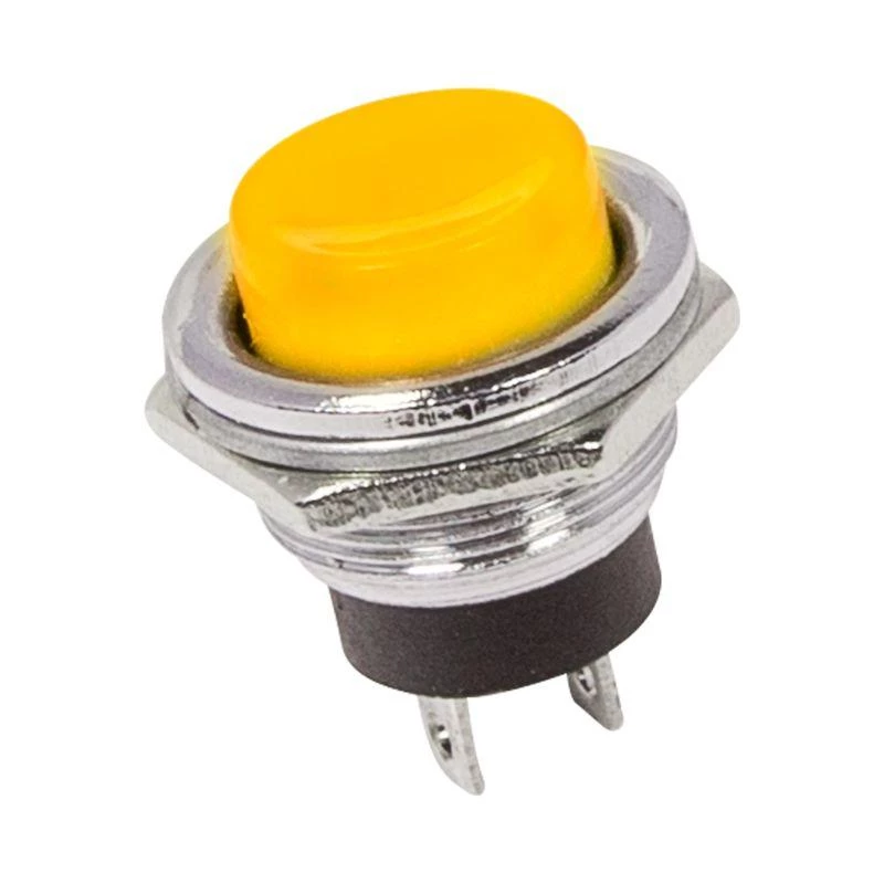 Выключатель-кнопка металл 250В 2А (2с) OFF-(ON) d16.2 желт. (RWD-306) Rexant 36-3354