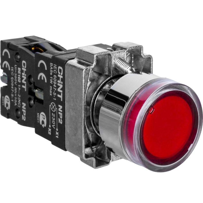 CHINT Кнопка управления NP2-BW3461 1НО красн. AC/DC 230В(LED) IP40 573832