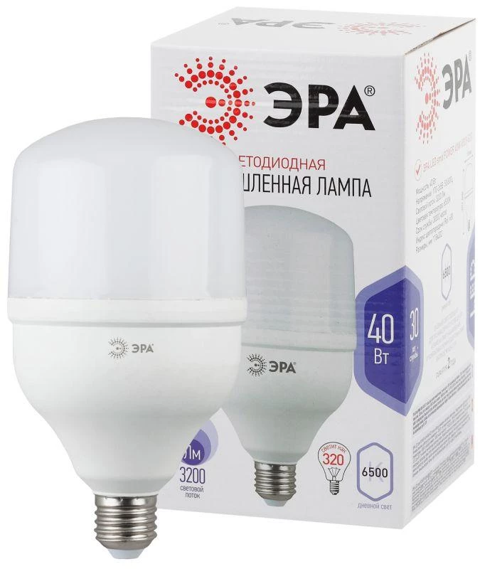 Лампа светодиодная высокомощная STD LED POWER T120-40W-6500-E27 40Вт T120 колокол 6500К холод. бел. E27 3200лм Эра Б0027006