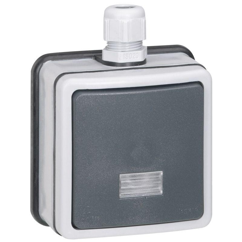 Legrand Выключатель кнопочный СП PLEXO с подсветкой 6А IP66 Leg 090462