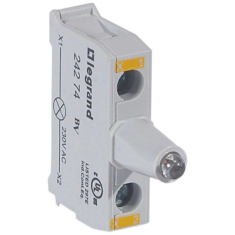 Блок контактов со светодиодом 230В для головок под винт желт. Osmoz Leg 024274