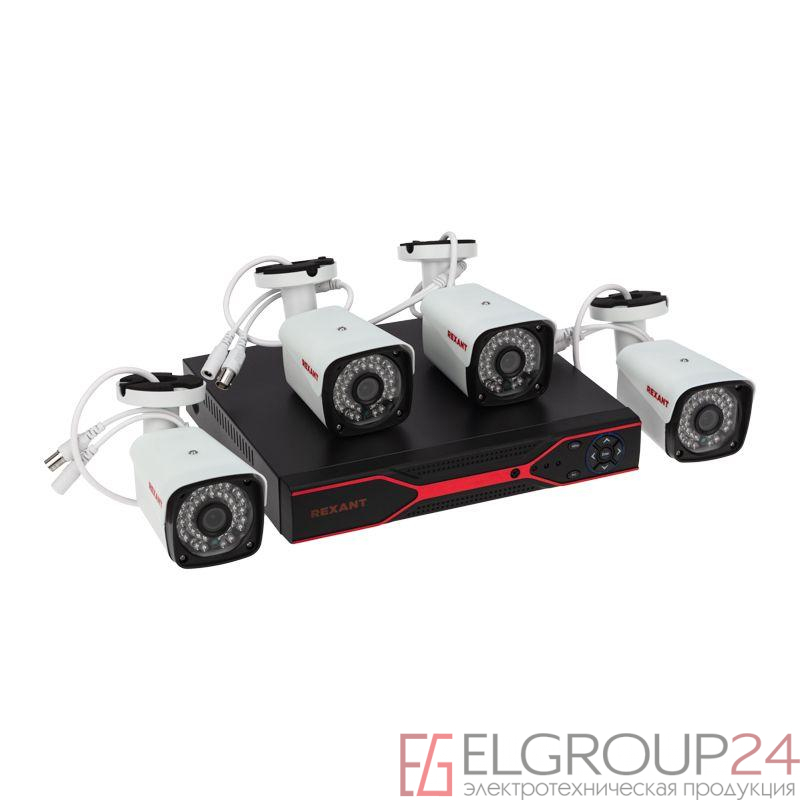 Комплект видеонаблюдения 4 наружные камеры AHD/2.0 Full HD Rexant 45-0520