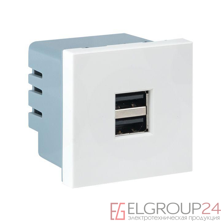 Розетка USB сила тока 2.1А (2 гнезда) без индикатора EKF E2MR2-20USB-10