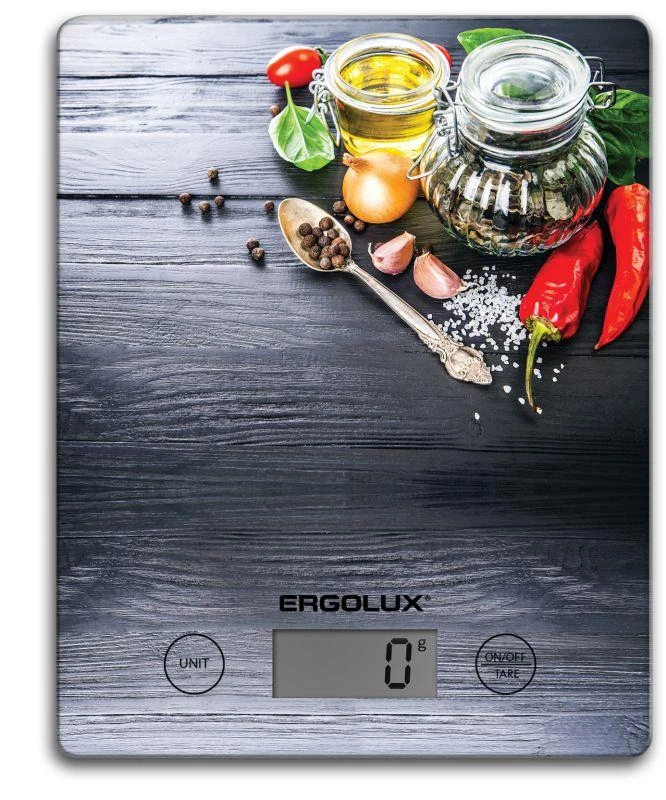 Весы кухонные ELX-SK02-С02 до 5кг 195х142мм черн. специи Ergolux 13601 0