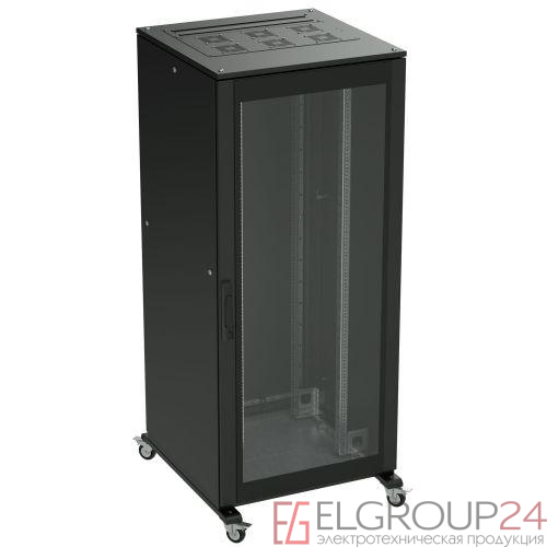 Шкаф напольный 42U 600х1000 двери стекло/сплошная укомплектован вводом и заглушками RAL9005 DKC R5IT4261GSB
