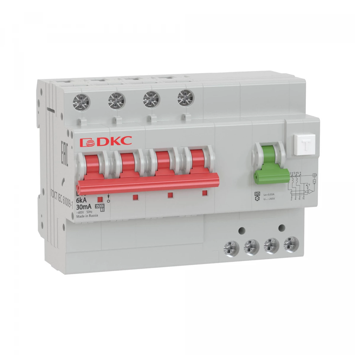 Выключатель автоматический дифференциального тока четырехполюсный MDV63, 25А, 30мА, тип A, C, 6кА, электромеханический, серии YON PRO