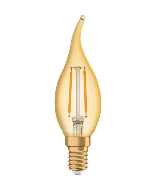Лампа светодиодная филаментная Vintage 1906 1.5W/824230VFILGDE14 BA LCBA12 1.5Вт 2400К тепл. бел. E14 120лм 220-240В (замена 12Вт) прозр. стекло OSRAM 4058075293229