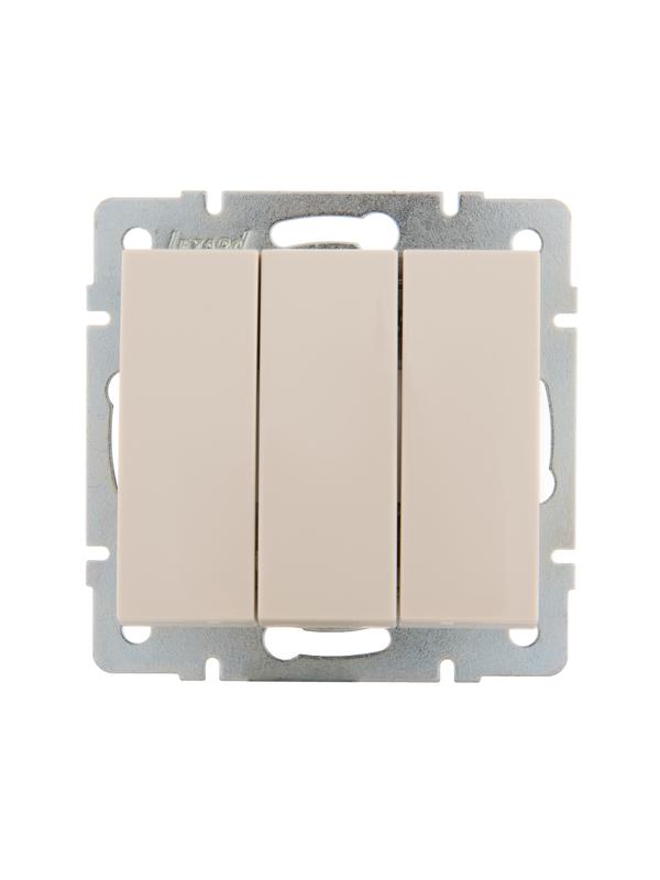 LEZARD Выключатель 3-кл. СП Rain IP20 механизм крем. 703-0388-109