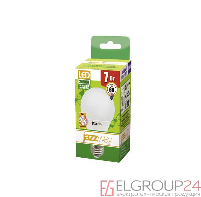 Лампа светодиодная PLED- ECO- A60 7Вт E27 3000К 8+2 (уп.10шт) JazzWay 5014152 0