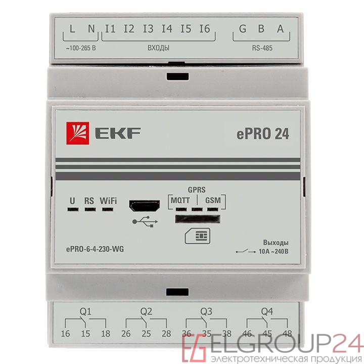 Контроллер базовый ePRO удаленного управления 6вх/4вых 230В WiFi GSM PROxima EKF ePRO-6-4-230-WG 2