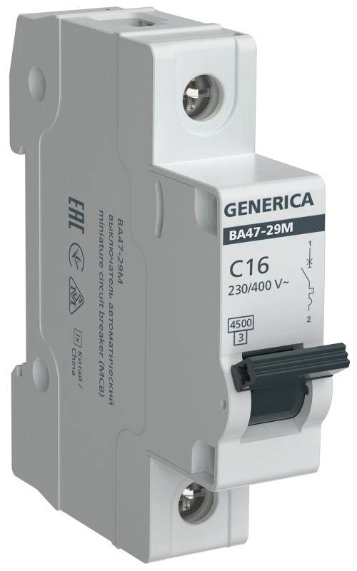 Выключатель автоматический модульный 1п C 16А 4.5кА ВА47-29М GENERICA MVA21-1-016-C-G