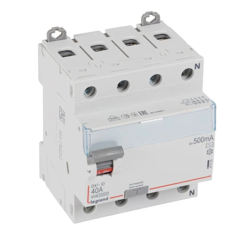 Выключатель дифференциального тока (УЗО) 4п 40А 500мА тип AC DX3 N справа Leg 411733